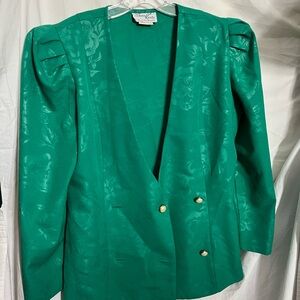 Sherri Kent Vintage Emerald Green Double-Breasted Blazer